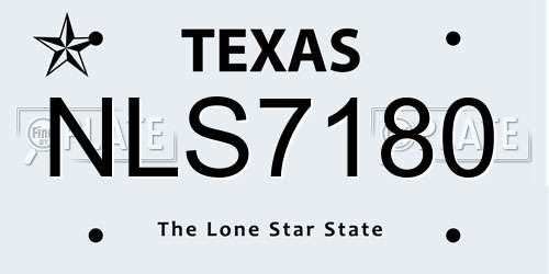 NLS7180 Texas License Plate