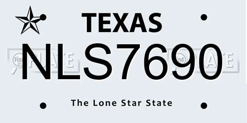 NLS7690 Texas License Plate