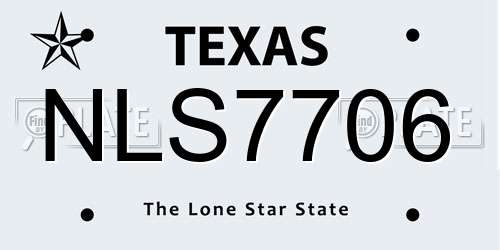 NLS7706 Texas License Plate