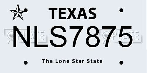 NLS7875 Texas License Plate