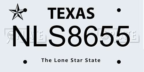 NLS8655 Texas License Plate
