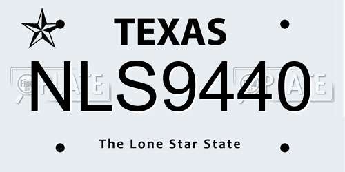 NLS9440 Texas License Plate