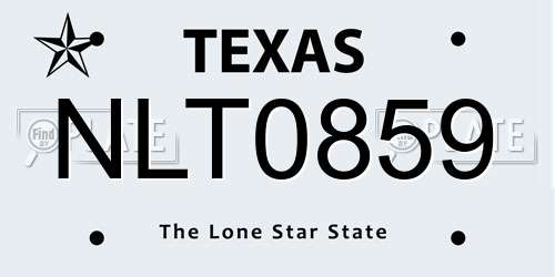 NLT0859 Texas License Plate