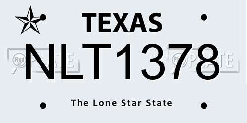 NLT1378 Texas License Plate