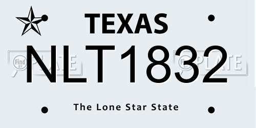 NLT1832 Texas License Plate