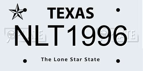 NLT1996 Texas License Plate