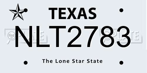 NLT2783 Texas License Plate