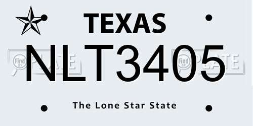 NLT3405 Texas License Plate