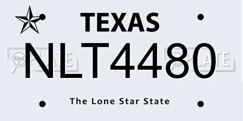 NLT4480 Texas License Plate