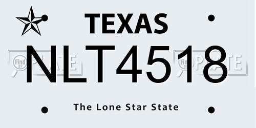 NLT4518 Texas License Plate