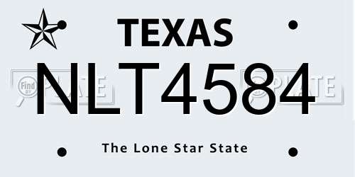 NLT4584 Texas License Plate