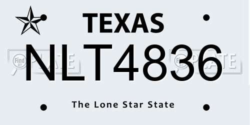 NLT4836 Texas License Plate