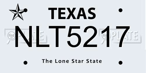 NLT5217 Texas License Plate