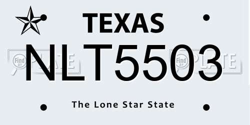 NLT5503 Texas License Plate