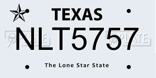 NLT5757 Texas License Plate