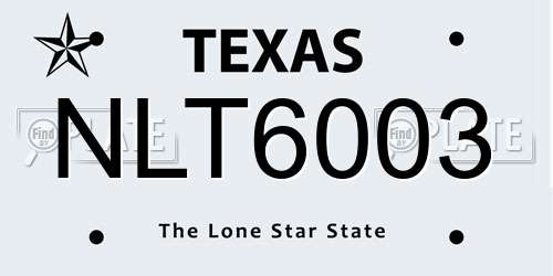 NLT6003 Texas License Plate