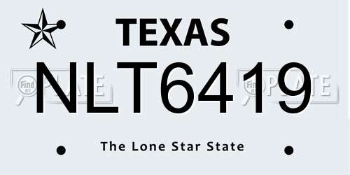 NLT6419 Texas License Plate