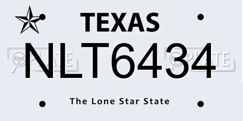 NLT6434 Texas License Plate
