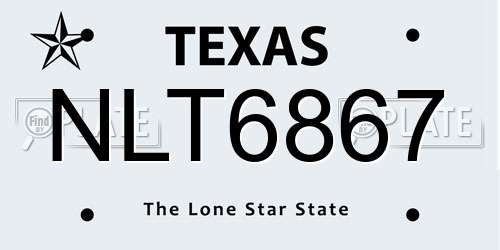 NLT6867 Texas License Plate
