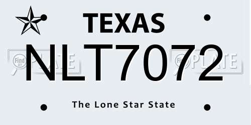 NLT7072 Texas License Plate