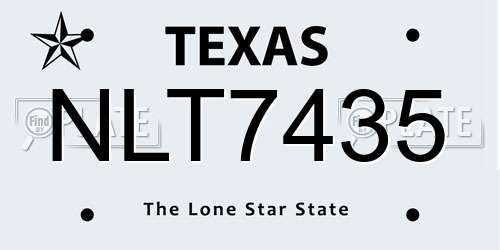 NLT7435 Texas License Plate