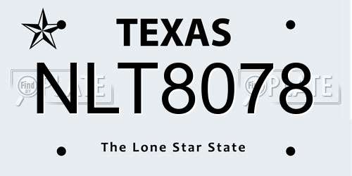 NLT8078 Texas License Plate