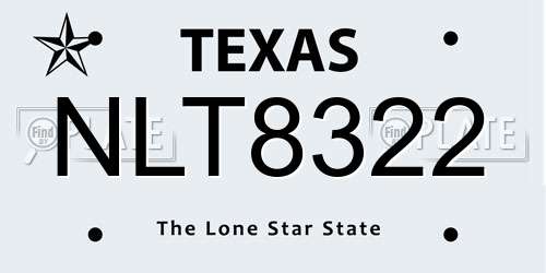 NLT8322 Texas License Plate