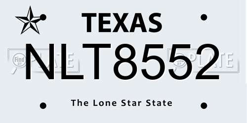 NLT8552 Texas License Plate