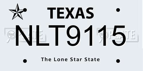 NLT9115 Texas License Plate