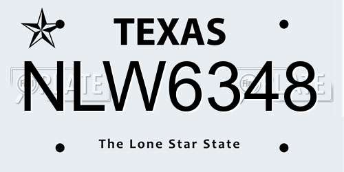 NLW6348 Texas License Plate