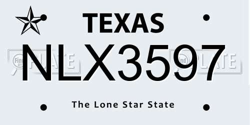 NLX3597 Texas License Plate