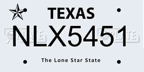 NLX5451 Texas License Plate