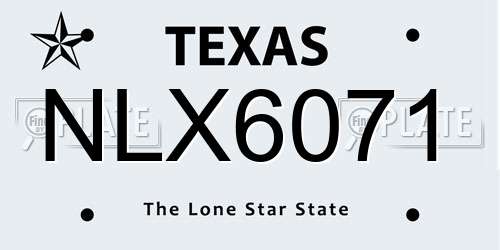 NLX6071 Texas License Plate
