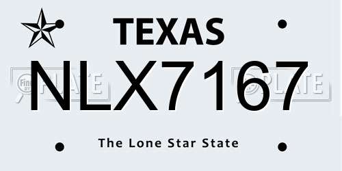 NLX7167 Texas License Plate