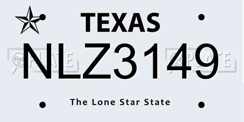 NLZ3149 Texas License Plate
