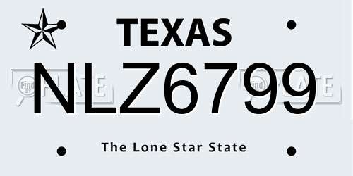 NLZ6799 Texas License Plate