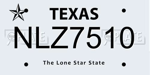 NLZ7510 Texas License Plate