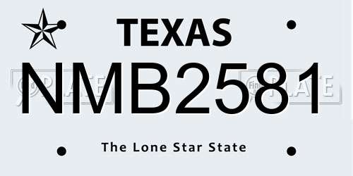 NMB2581 Texas License Plate