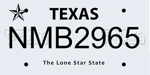 NMB2965 Texas License Plate