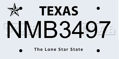 NMB3497 Texas License Plate