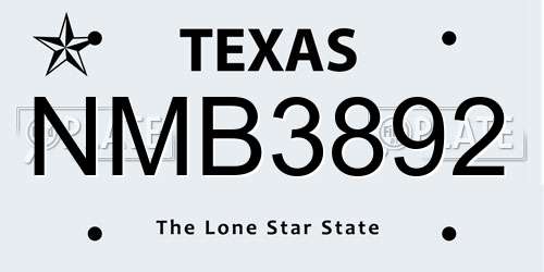 NMB3892 Texas License Plate