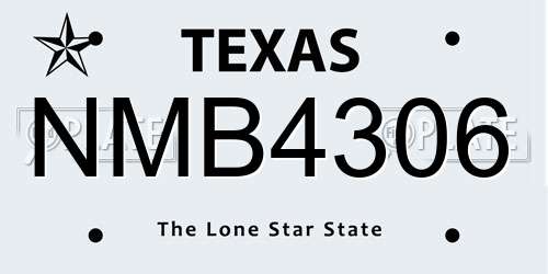 NMB4306 Texas License Plate