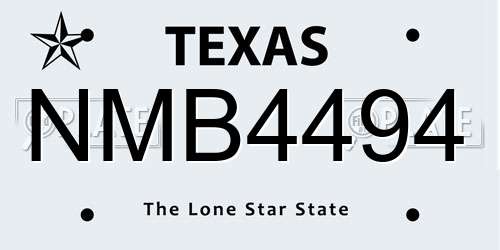 NMB4494 Texas License Plate