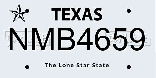 NMB4659 Texas License Plate