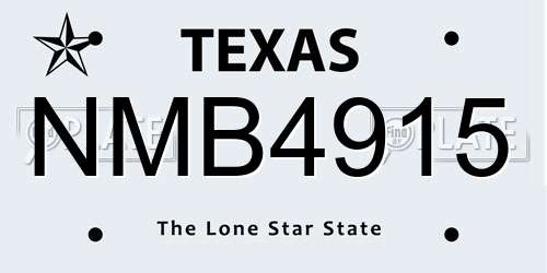 NMB4915 Texas License Plate