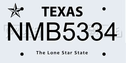 NMB5334 Texas License Plate