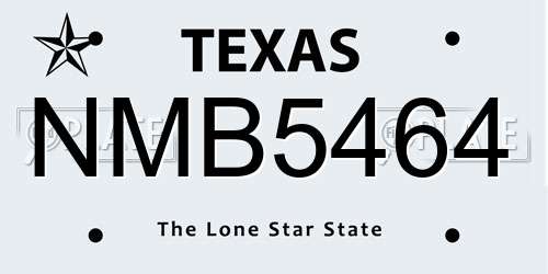 NMB5464 Texas License Plate