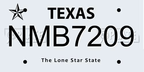 NMB7209 Texas License Plate