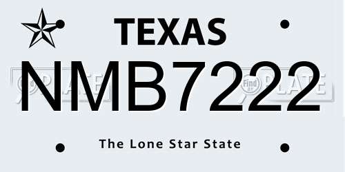 NMB7222 Texas License Plate