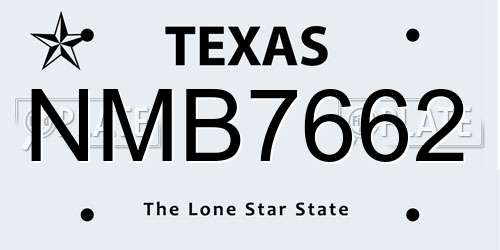 NMB7662 Texas License Plate